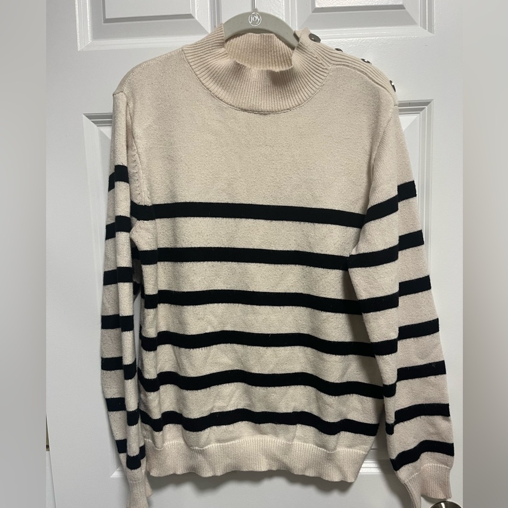 Striped Cream and Black Sweater